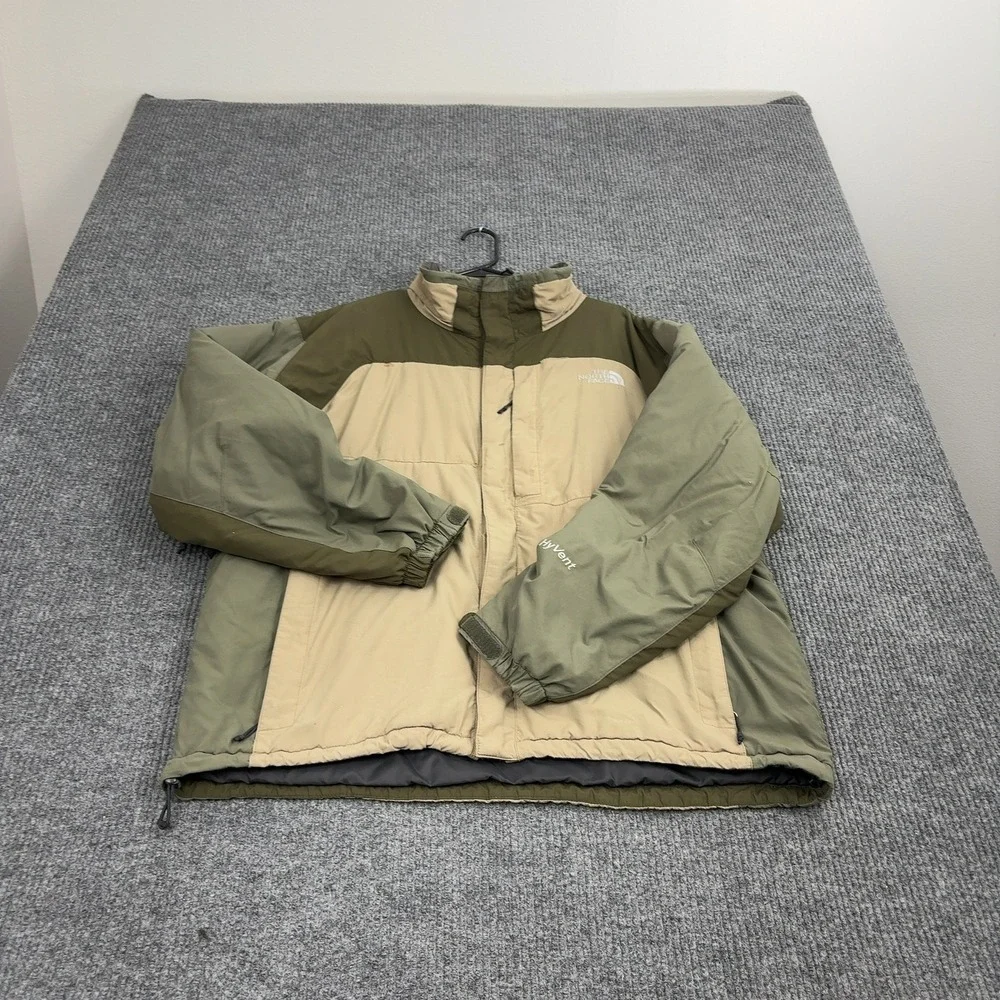 The North Face Jacket Mens XL‎ Green Tan Nylon Colorblock Gorpcore Winter Coat
